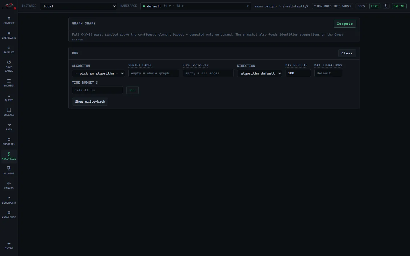 Analytics screen