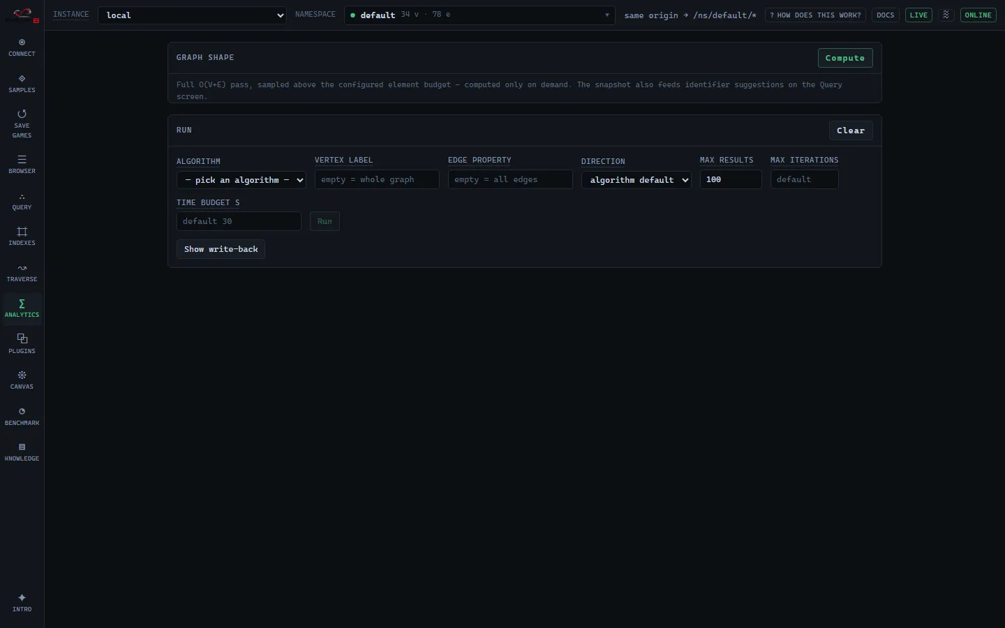 Analytics screen