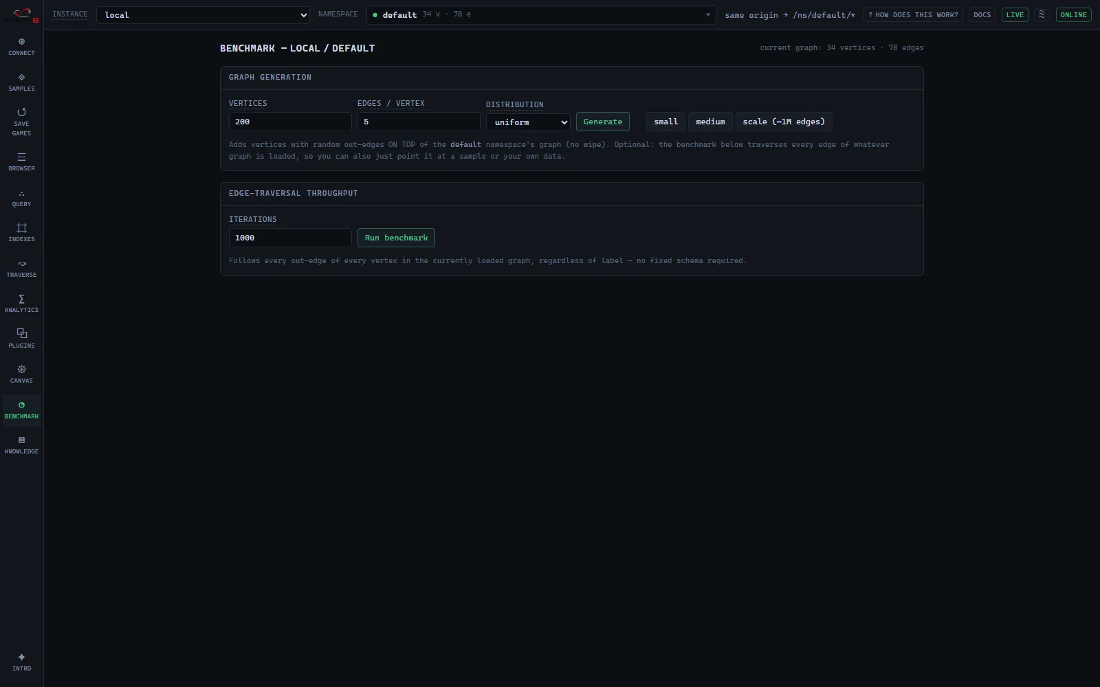 Benchmark screen