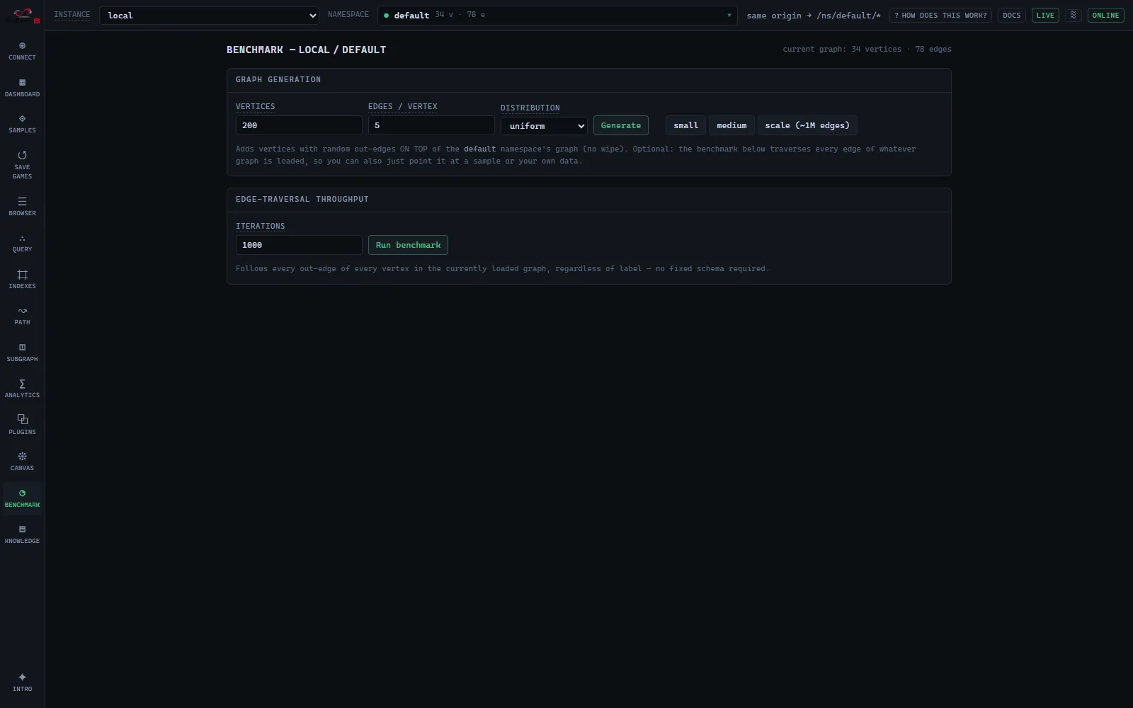 Benchmark screen