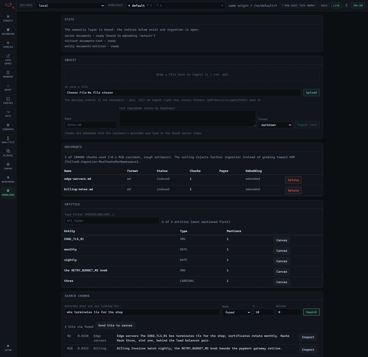 Knowledge screen