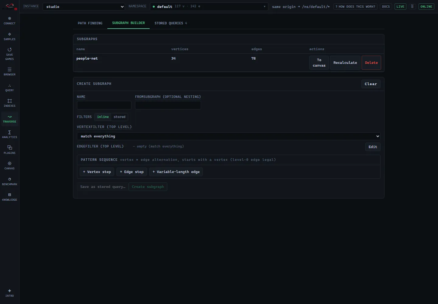 The subgraph pattern builder.